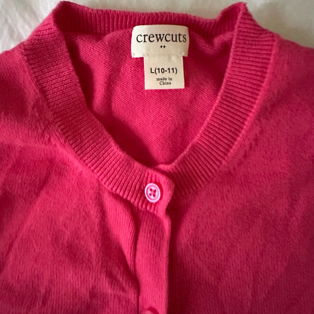 J.Crew Crewcuts Girls Pink Cotton Cardigan Sweater size L, 10-11